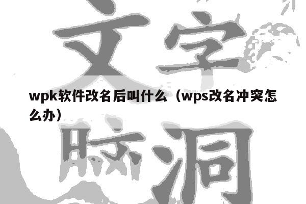 wpk软件改名后叫什么(wps改名冲突怎么办)