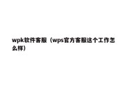 wpk软件客服（wps官方客服这个工作怎么样）