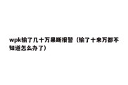 wpk输了几十万果断报警（输了十来万都不知道怎么办了）