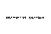 黑桃大师培训有用吗（黑桃大师怎么样）