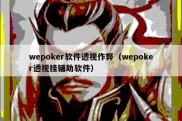 wepoker软件透视作弊（wepoker透视挂辅助软件）