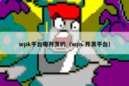 wpk平台哪开发的（wps 开发平台）