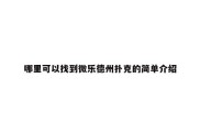 哪里可以找到微乐德州扑克的简单介绍