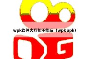 wpk软件大厅能不能玩（wpk apk）