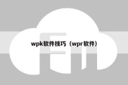 wpk软件技巧（wpr软件）
