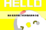 微扑克软件输了好多钱的简单介绍
