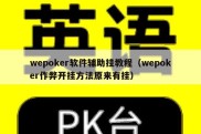 wepoker软件辅助挂教程（wepoker作弊开挂方法原来有挂）