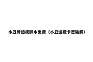小丑牌透视脚本免费（小丑透视卡密破解）