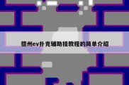 德州ev扑克辅助挂教程的简单介绍