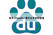 关于citypoker是什么平台的信息