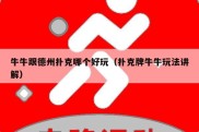 牛牛跟德州扑克哪个好玩（扑克牌牛牛玩法讲解）