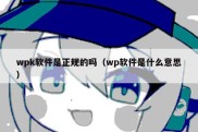 wpk软件是正规的吗（wp软件是什么意思）