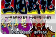 wpk平台的中文名字（wp名称是什么缩写）