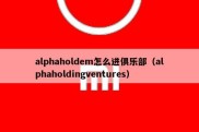 alphaholdem怎么进俱乐部（alphaholdingventures）