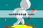 wpk平台平台怎么样（wpkh）