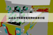 wpk台子机制发冤家牌的简单介绍