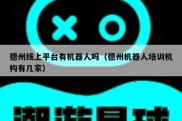 德州线上平台有机器人吗（德州机器人培训机构有几家）