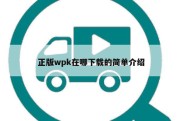 正版wpk在哪下载的简单介绍