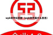 wpk软件玩家群（wpk软件是什么意思）